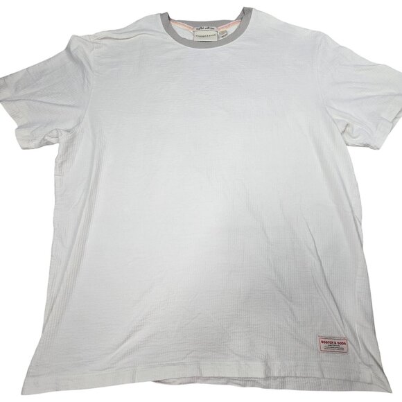 Scotch & Soda Mens XL White Textured T-Shirt With Grey Trim - Picture 2 of 8